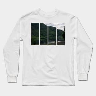 Wonderful landscapes in Norway. Green hill with mirror reflection on the water of the lake Gjerdesdalsvatnet . Norwegian Scenic Route Ryfylke. Trees and rocks in the background. Long Sleeve T-Shirt